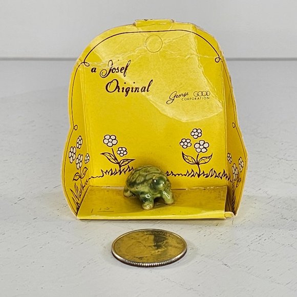 Vintage Josef Originals George Turtle Standing Miniature Figurine In Package - Picture 6 of 7